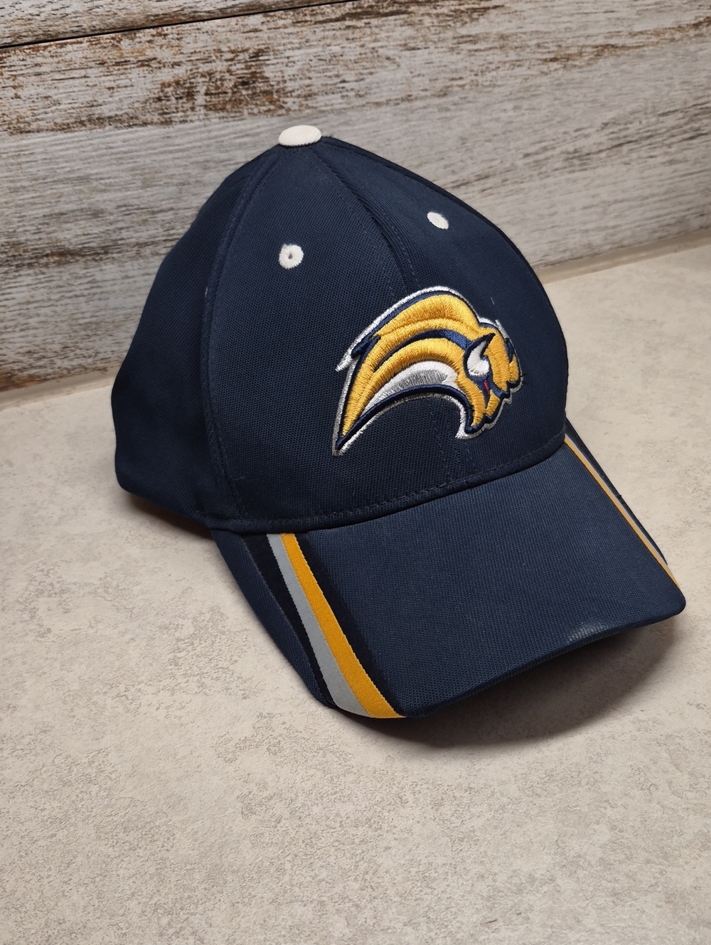 Reebok Navy Blue and Gold Buffalo Sabres Logo Baseball Cap